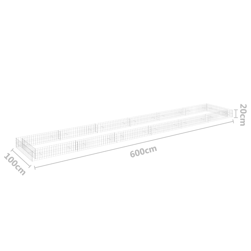 Gabionen-Hochbeet Verzinkter Stahl 600x100x20 cm