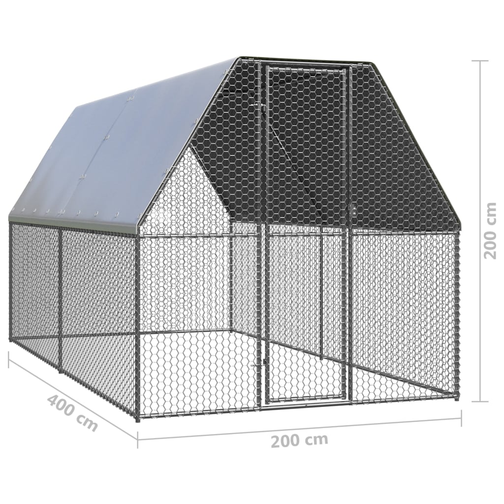 Outdoor-Hühnerkäfig 2x4x2 m Verzinkter Stahl