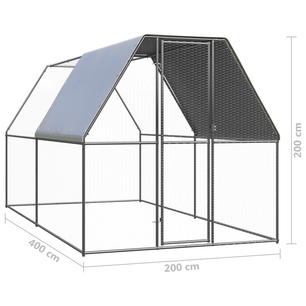 Outdoor-Hühnerkäfig 2x4x2 m Verzinkter Stahl