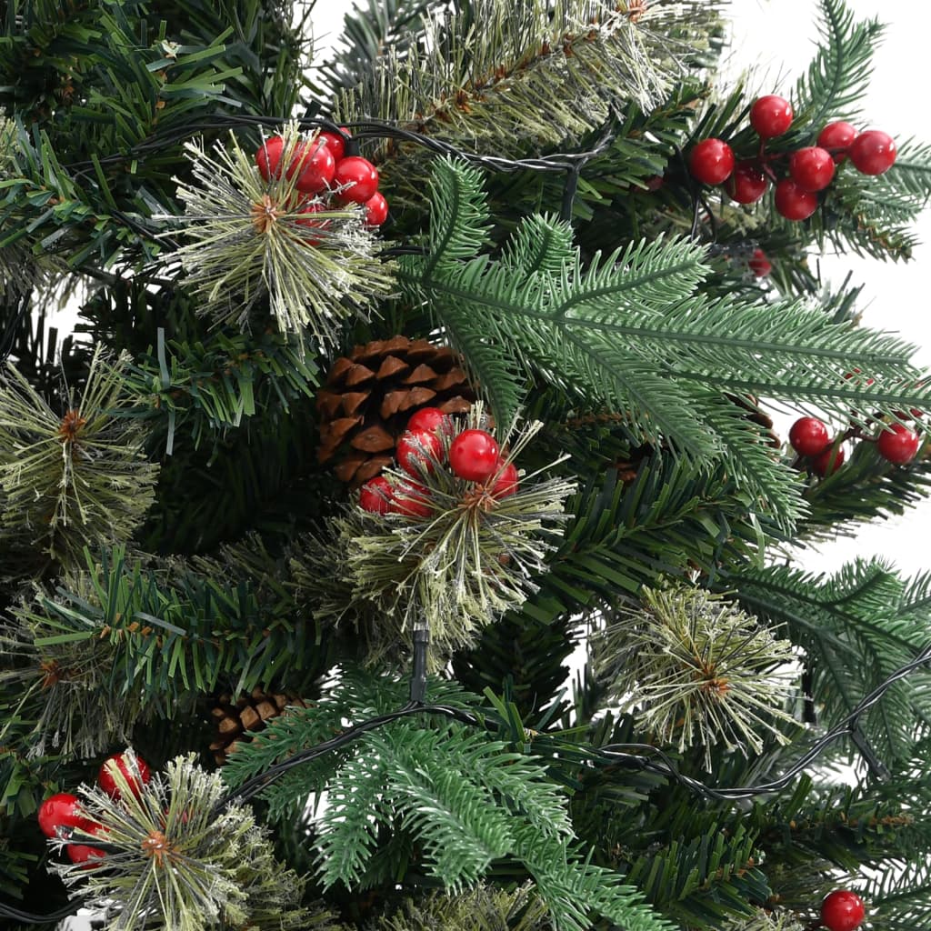 Weihnachtsbaum mit Beleuchtung und Kiefernzapfen Grün 195 cm