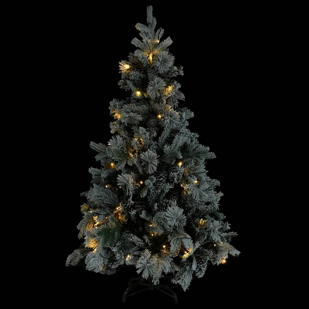 Weihnachtsbaum mit Beleuchtung Schnee und Zapfen 195 cm PVC&PE