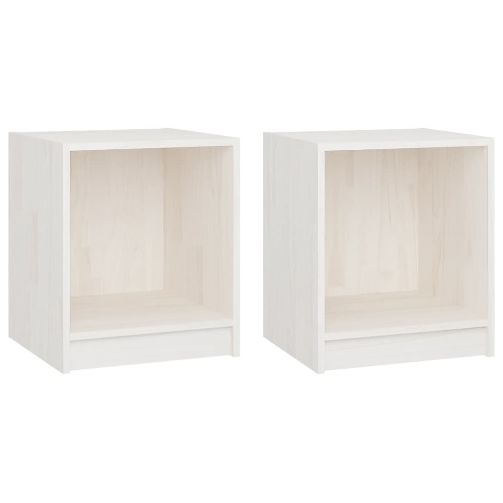 Nachttische 2 Stk. Weiß 35,5x33,5x41,5 cm Massivholz Kiefer