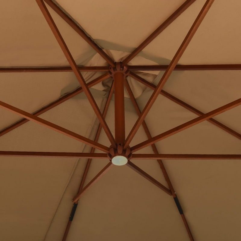 Ampelschirm mit Holzmast 300 cm Taupe