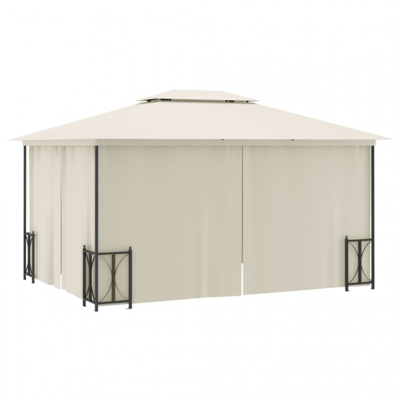 Pavillon mit Seitenwänden & Doppeldach 3x4 m Creme