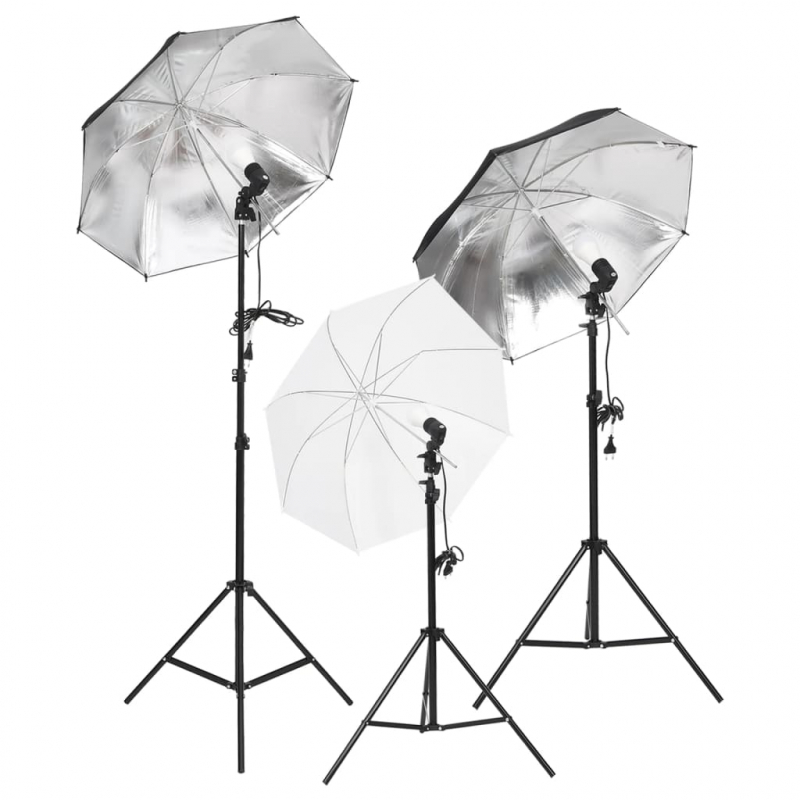 Fotostudio-Set mit Beleuchtung, Hintergrund und Reflektor