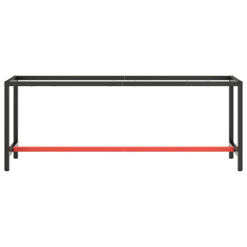 Werkbankgestell Mattschwarz und Mattrot 210x50x79 cm Metall