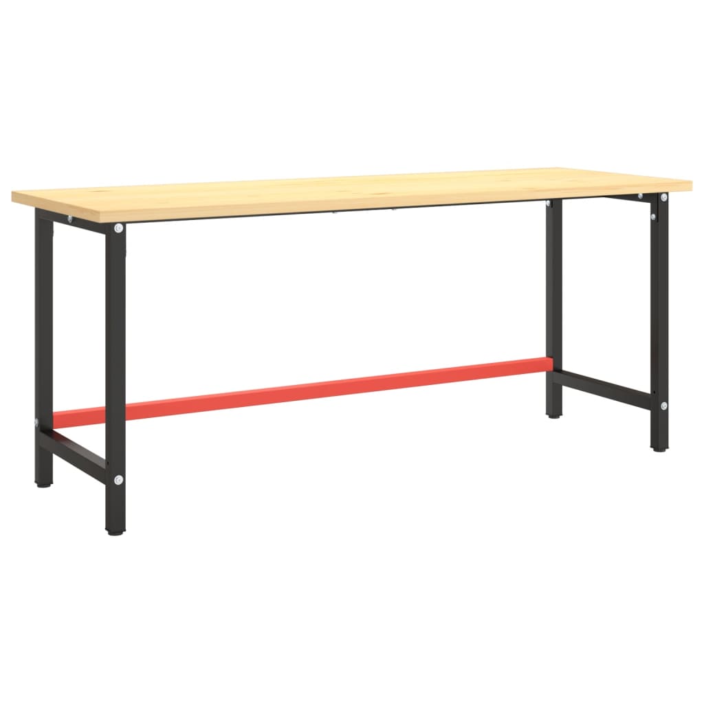 Werkbankgestell Mattschwarz und Mattrot 180x57x79 cm Metall