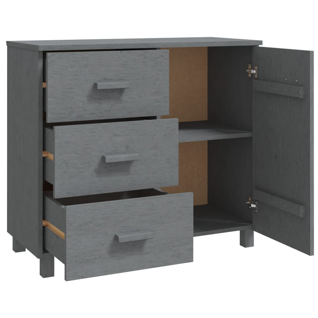 Sideboard HAMAR Dunkelgrau 90x40x80 cm Massivholz Kiefer