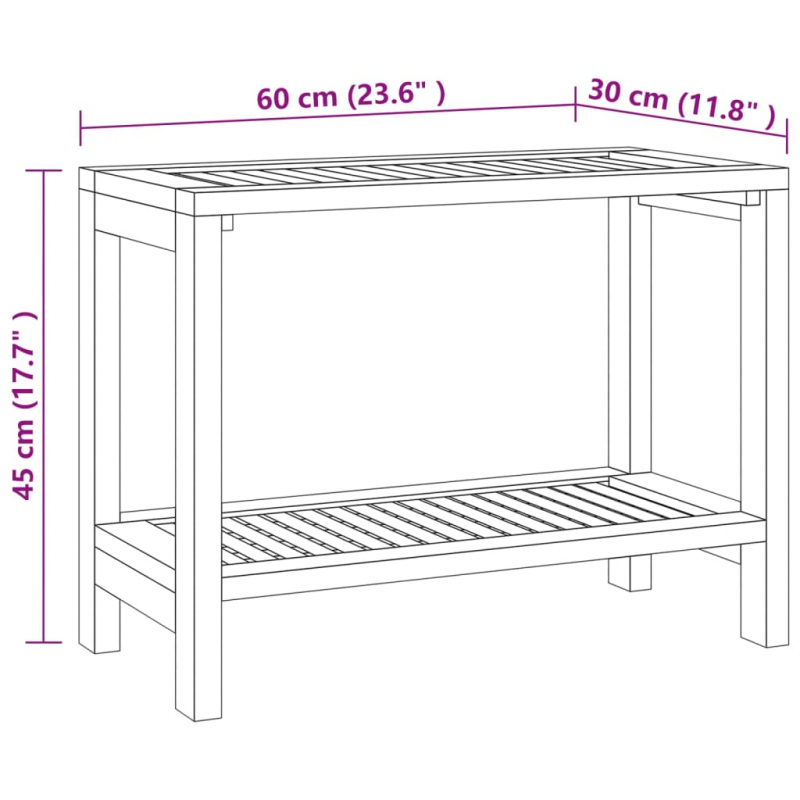 Duschbank 60x30x45 cm Massivholz Teak