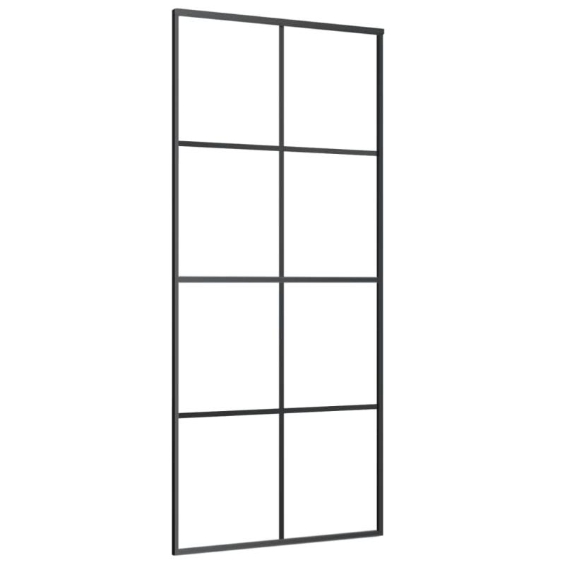 Schiebetür Schwarz 90x205 cm ESG-Glas und Aluminium