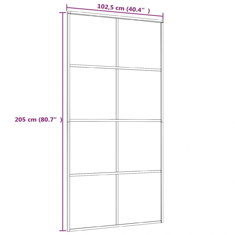 Schiebetür ESG Glas und Aluminium 102,5x205 cm Weiß