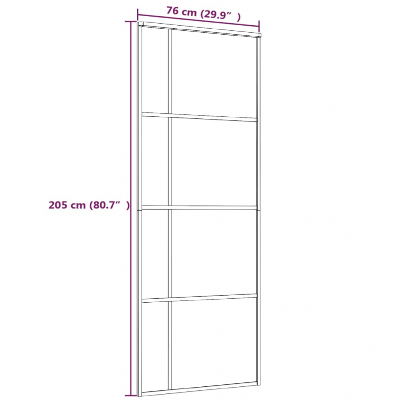 Schiebetür ESG-Glas und Aluminium 76x205 cm Schwarz