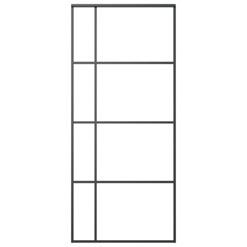 Schiebetür ESG-Glas und Aluminium mattiert 90x205 cm Schwarz