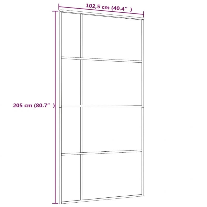 Schiebetür ESG Glas und Aluminium mattiert 102,5x205 cm Schwarz