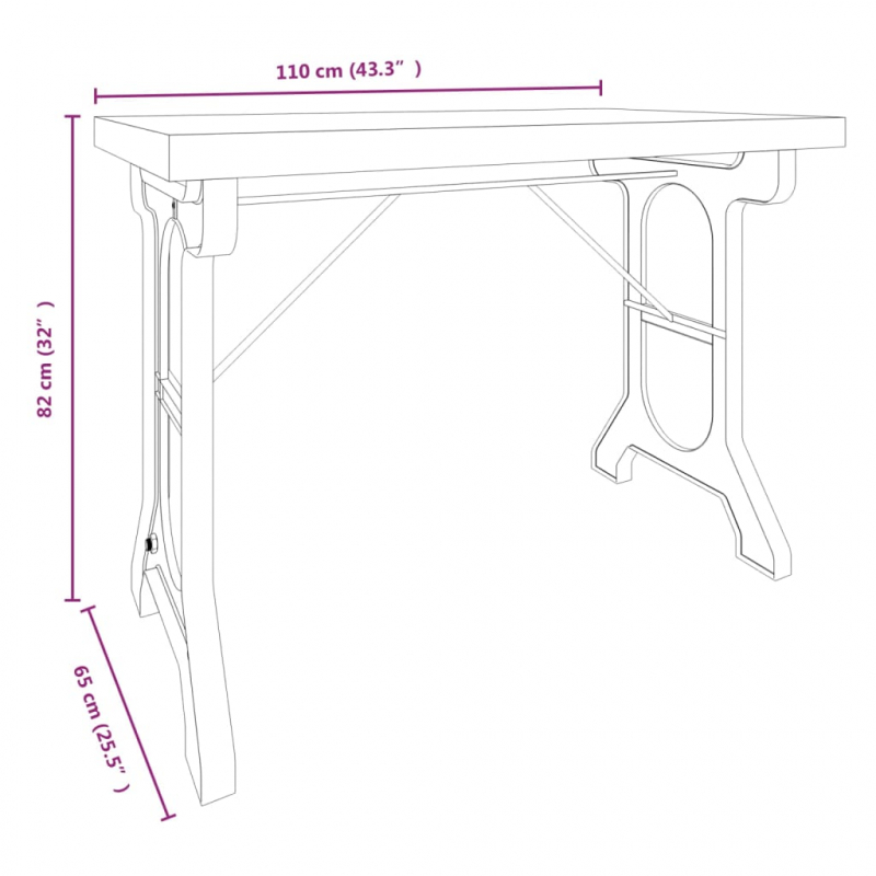 Esstisch 110x65x82 cm Massivholz Tanne und Eisen