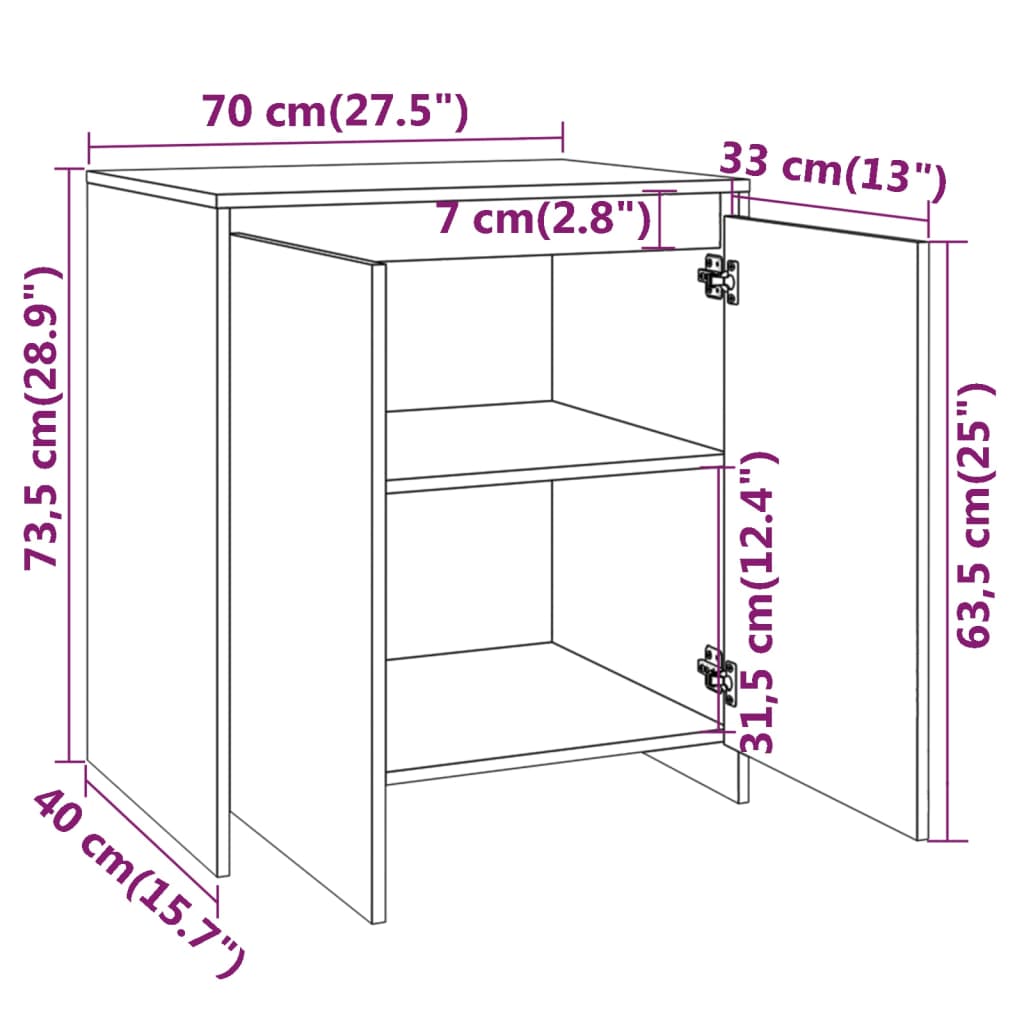 Sideboard Betongrau 70x41x75 cm Holzwerkstoff