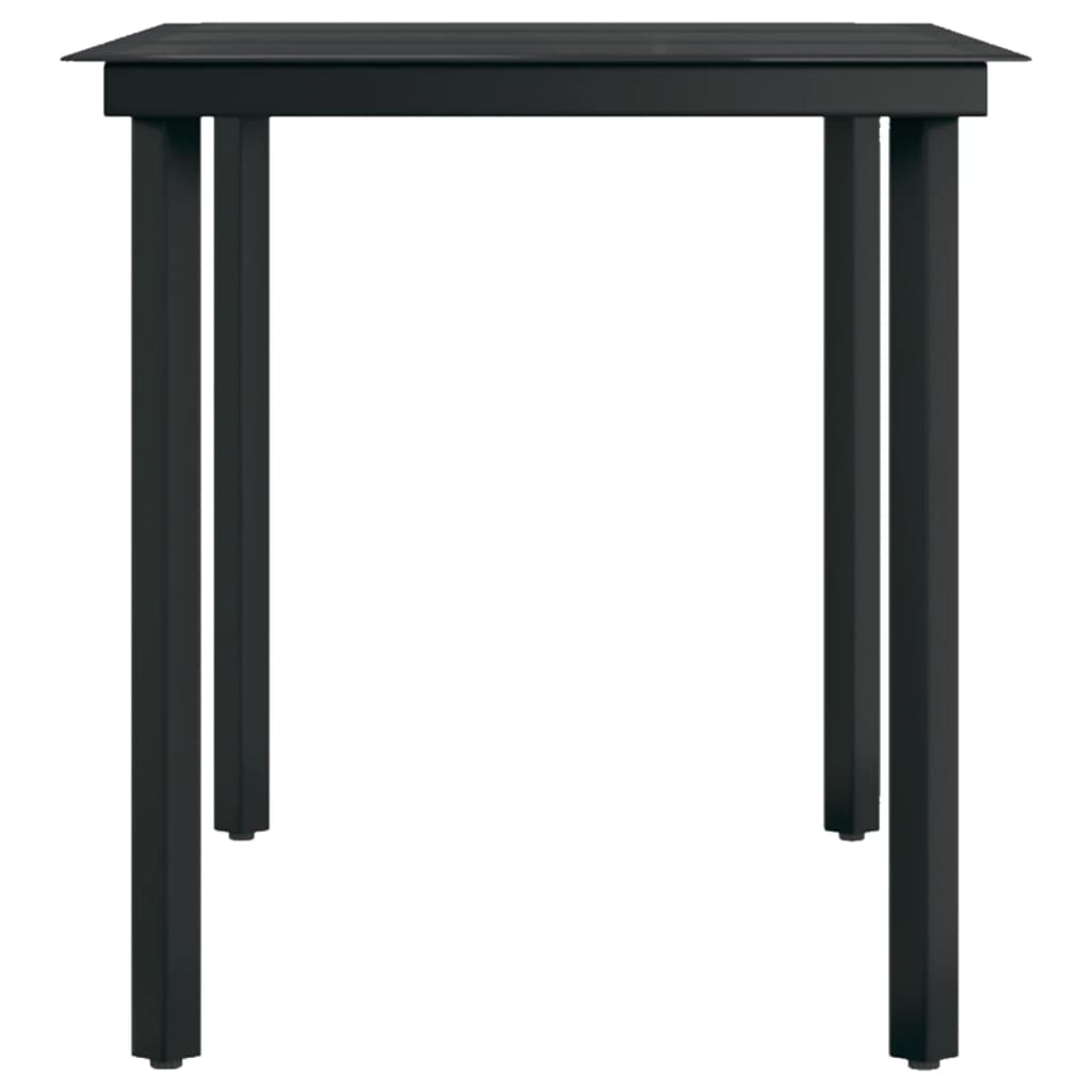 Garten-Esstisch Schwarz 140x70x74 cm Stahl und Glas