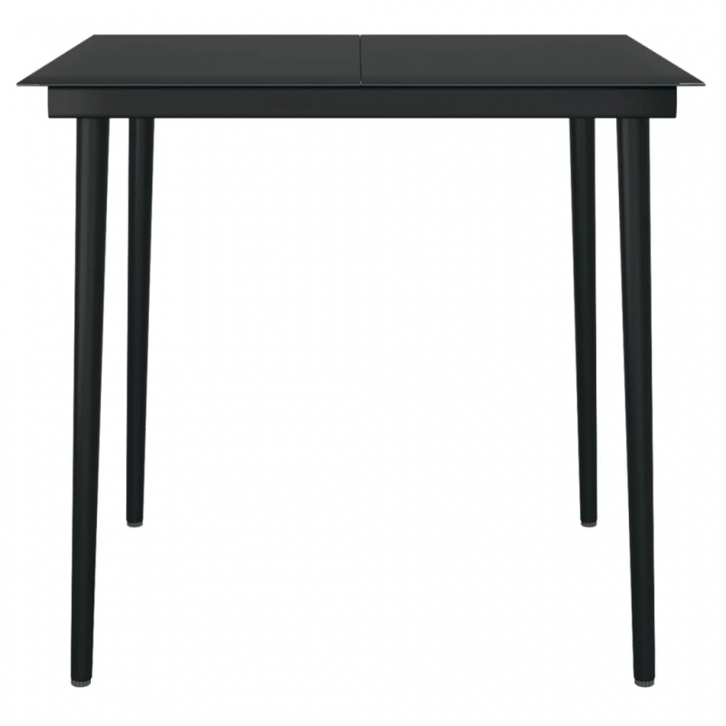 Garten-Esstisch Schwarz 80x80x74 cm Stahl und Glas