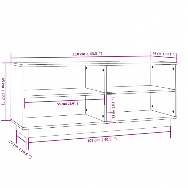 Schuhregal 110x34x45 cm Massivholz Kiefer