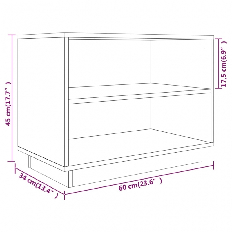 Schuhschrank Grau 60x34x45 cm Massivholz Kiefer