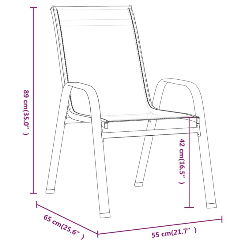 Stapelbare Gartenstühle 6 Stk. Braun Textilene
