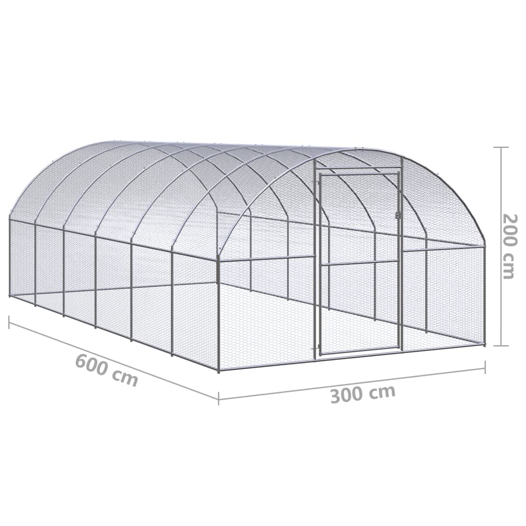 Outdoor-Hühnerstall 3x6x2 m Verzinkter Stahl