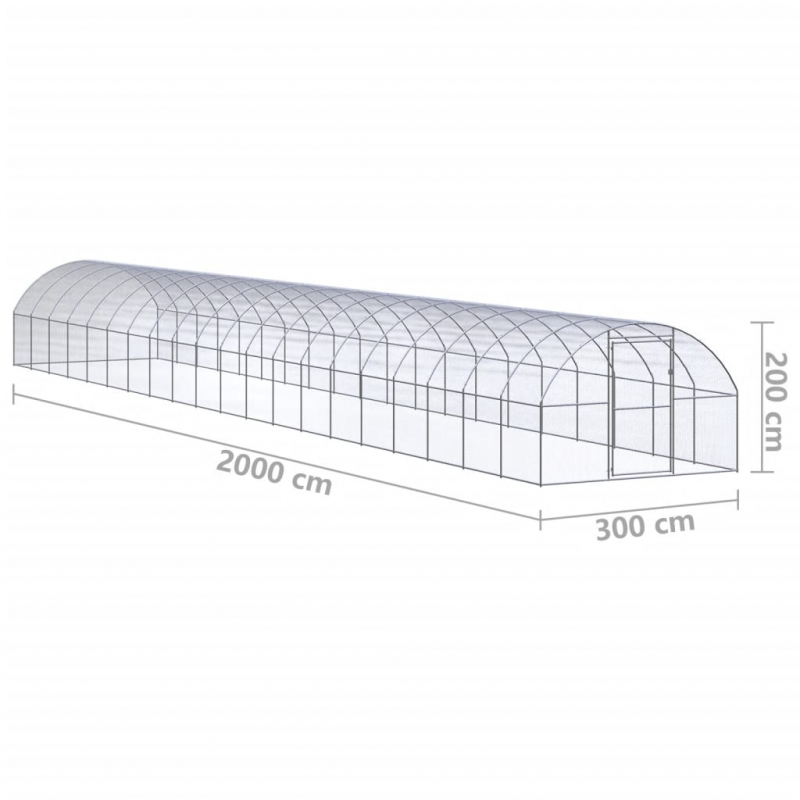 Outdoor-Hühnerstall 3x20x2 m Verzinkter Stahl