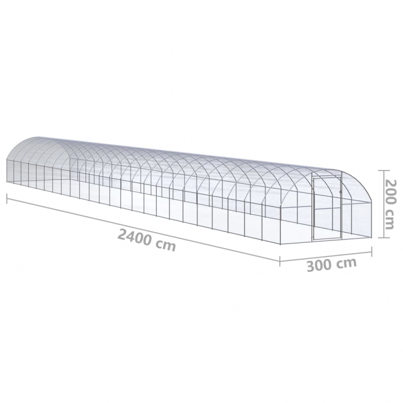 Outdoor-Hühnerstall 3x24x2 m Verzinkter Stahl