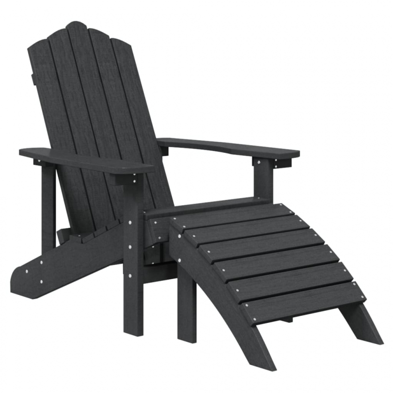 Adirondack-Gartenstuhl mit Hocker & Tisch HDPE Anthrazit