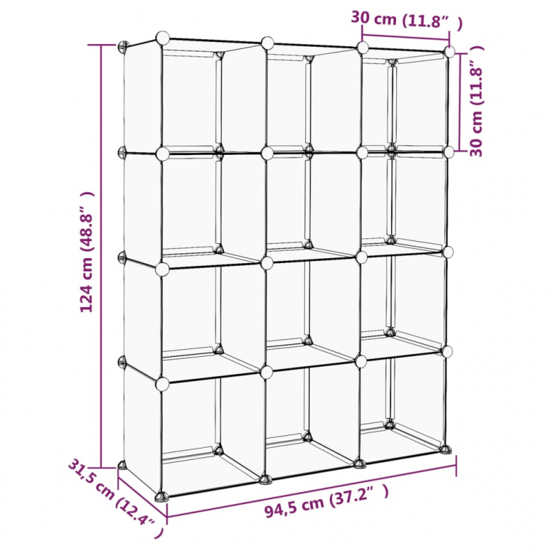 Regalsystem mit 12 Würfeln Transparent PP