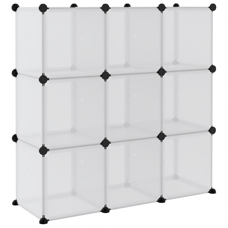 Regalsystem mit 9 Würfeln und Türen Transparent PP