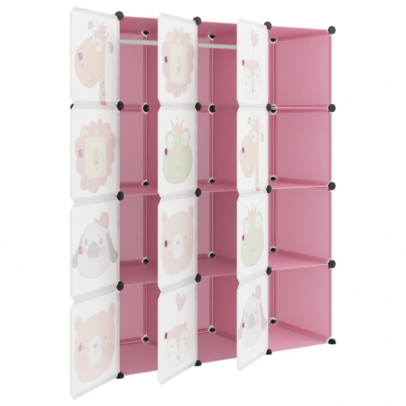 Kinderschrank Modular mit 12 Würfeln Rosa PP