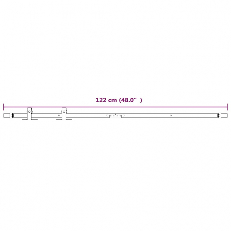 Mini Schiebetürbeschlag Set für Schranktüren Carbonstahl 122 cm