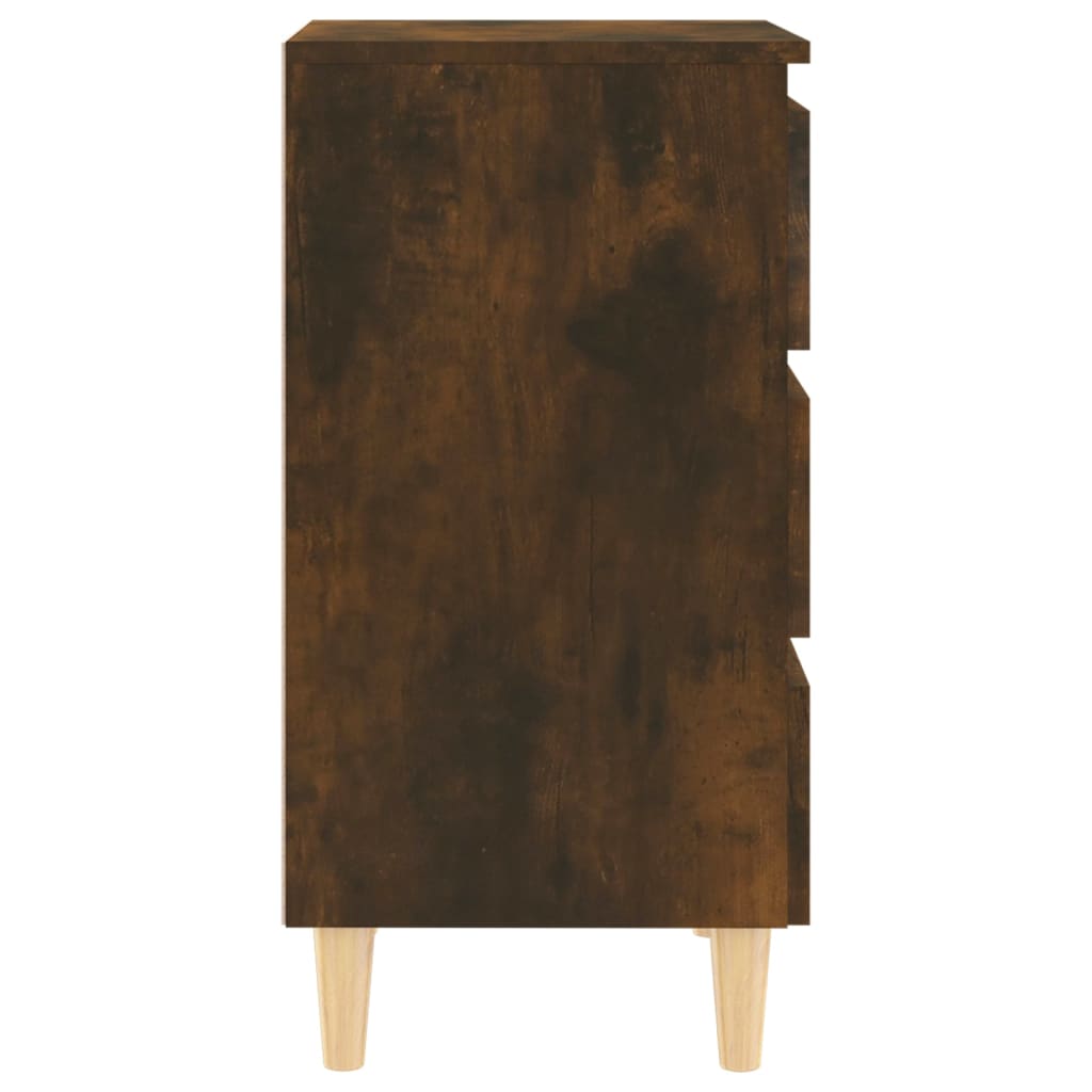 Nachttisch mit Massivholz-Beinen Räuchereiche 40x35x69 cm