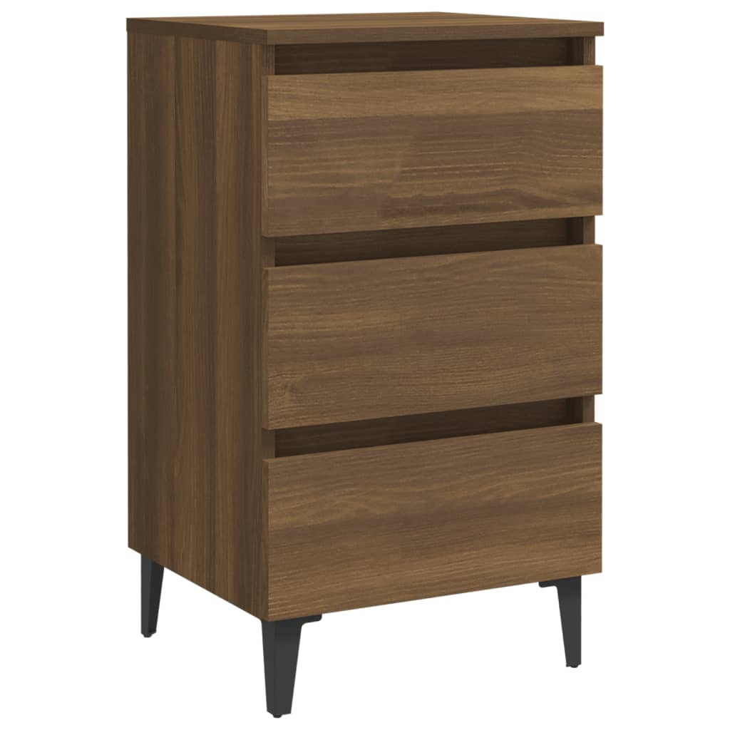 Nachttisch mit Metallbeinen Braun Eichen-Optik 40x35x69 cm
