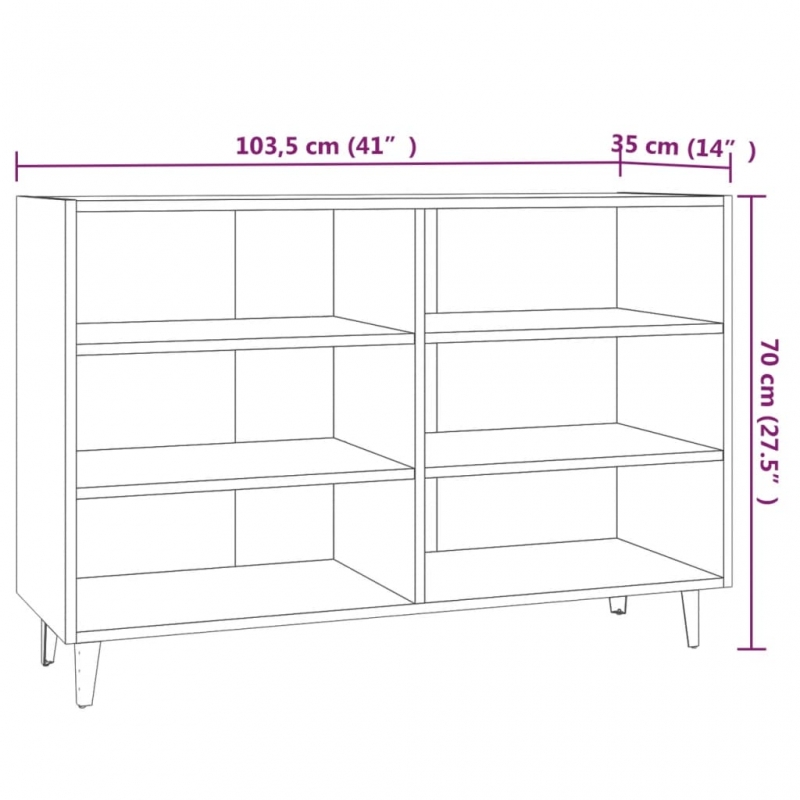 Sideboard Braun Eichen-Optik 103,5x35x70 cm Holzwerkstoff