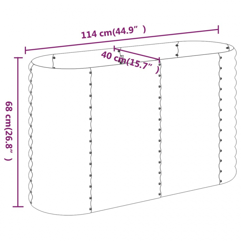 Pflanzkübel Pulverbeschichteter Stahl 114x40x68 cm Braun