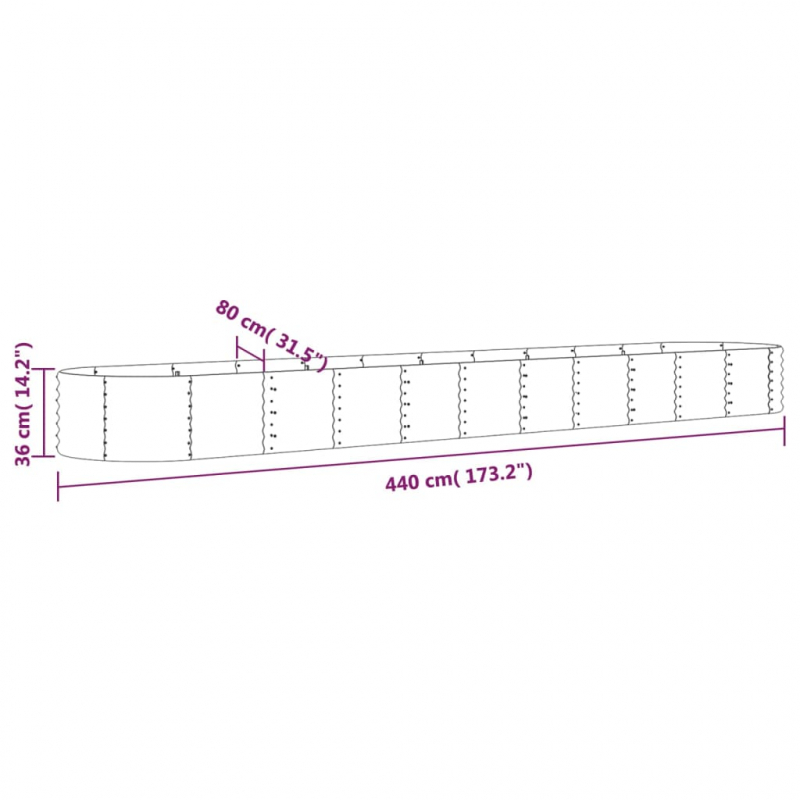 Pflanzkübel Pulverbeschichteter Stahl 440x80x36 cm Grau