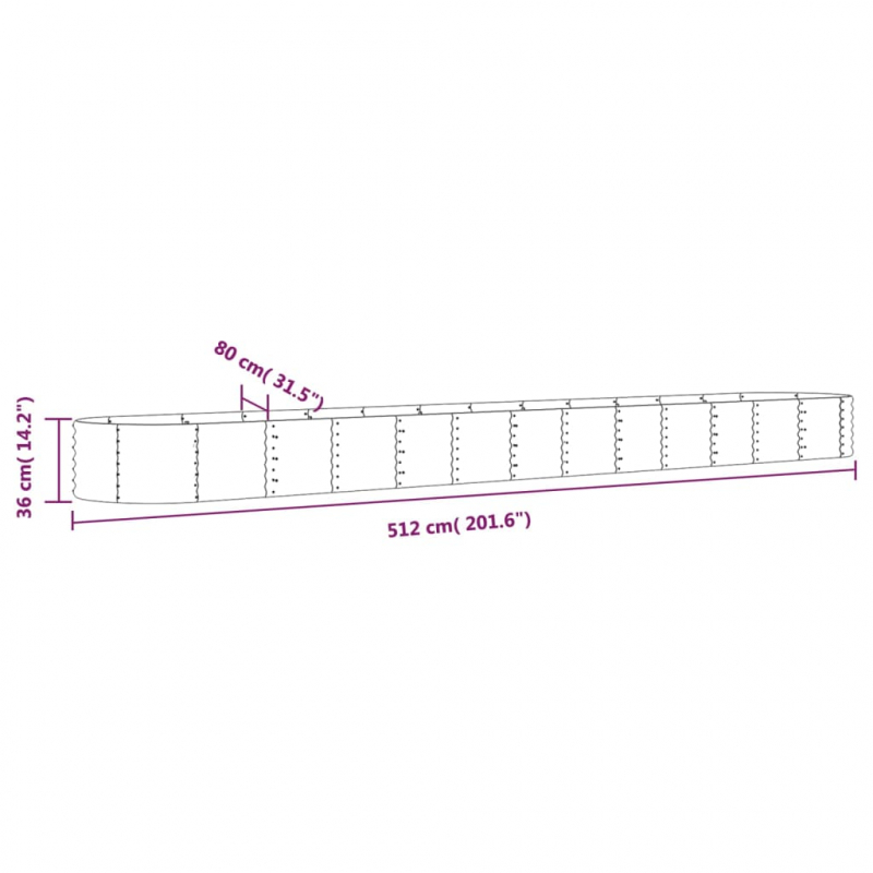 Pflanzkübel Pulverbeschichteter Stahl 512x80x36 cm Braun