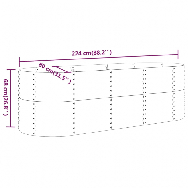 Pflanzkübel Pulverbeschichteter Stahl 224x80x68 cm Grau