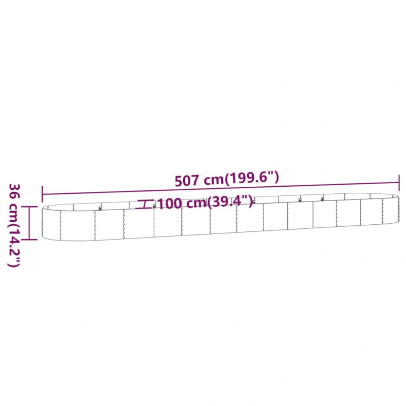 Pflanzkübel Pulverbeschichteter Stahl 507x100x36 cm Silbern