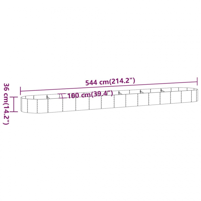 Pflanzkübel Pulverbeschichteter Stahl 544x100x36 cm Silbern