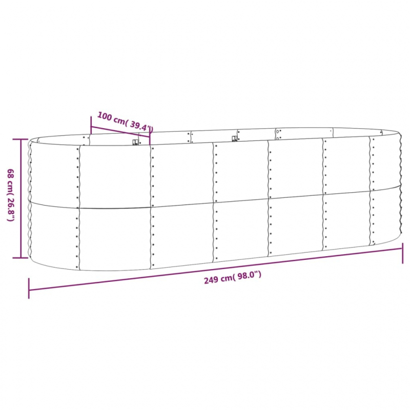 Pflanzkübel Pulverbeschichteter Stahl 249x100x68 cm Braun