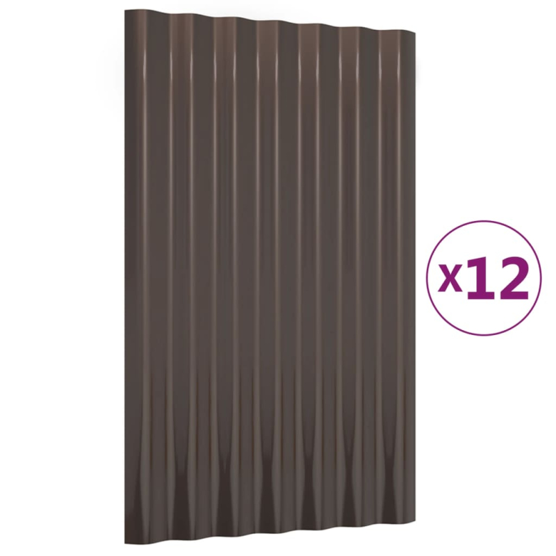 Dachpaneele 12 Stk. Pulverbeschichteter Stahl Braun 60x36 cm