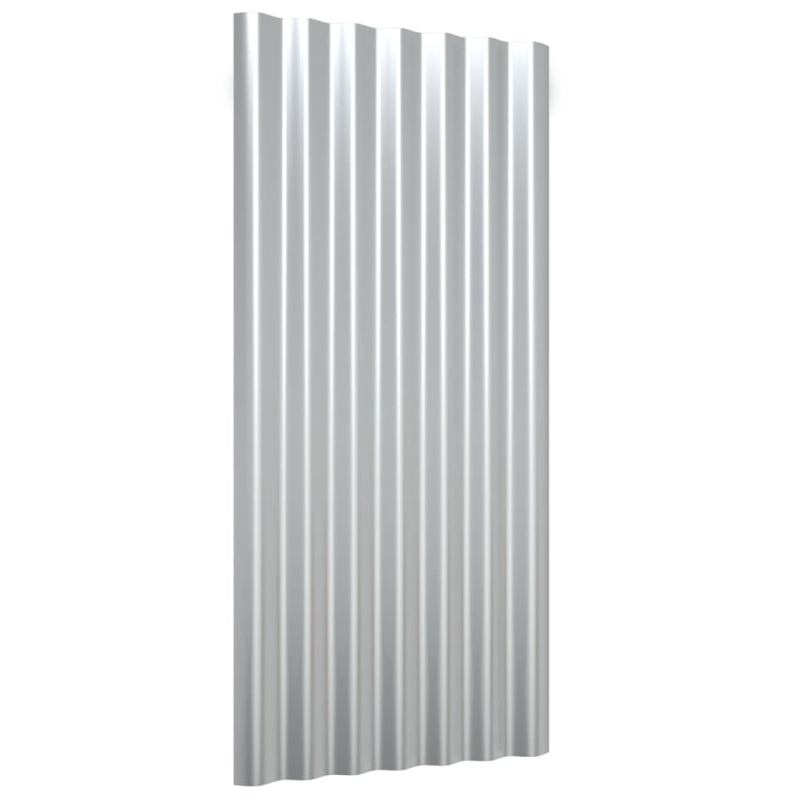 Dachpaneele 12 Stk. Pulverbeschichteter Stahl Silber 80x36 cm