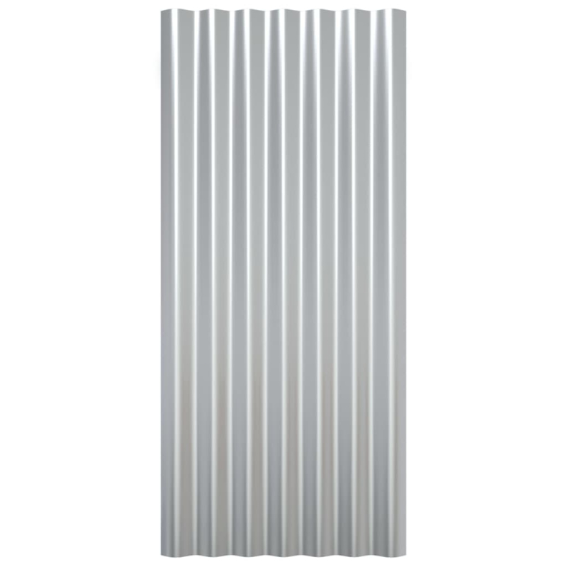 Dachpaneele 12 Stk. Pulverbeschichteter Stahl Silber 80x36 cm