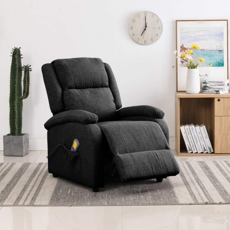 Ohrensessel mit Massagefunktion Schwarz Stoff