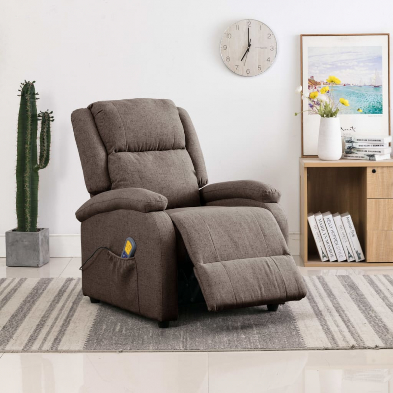 Ohrensessel mit Massagefunktion Taupe Stoff