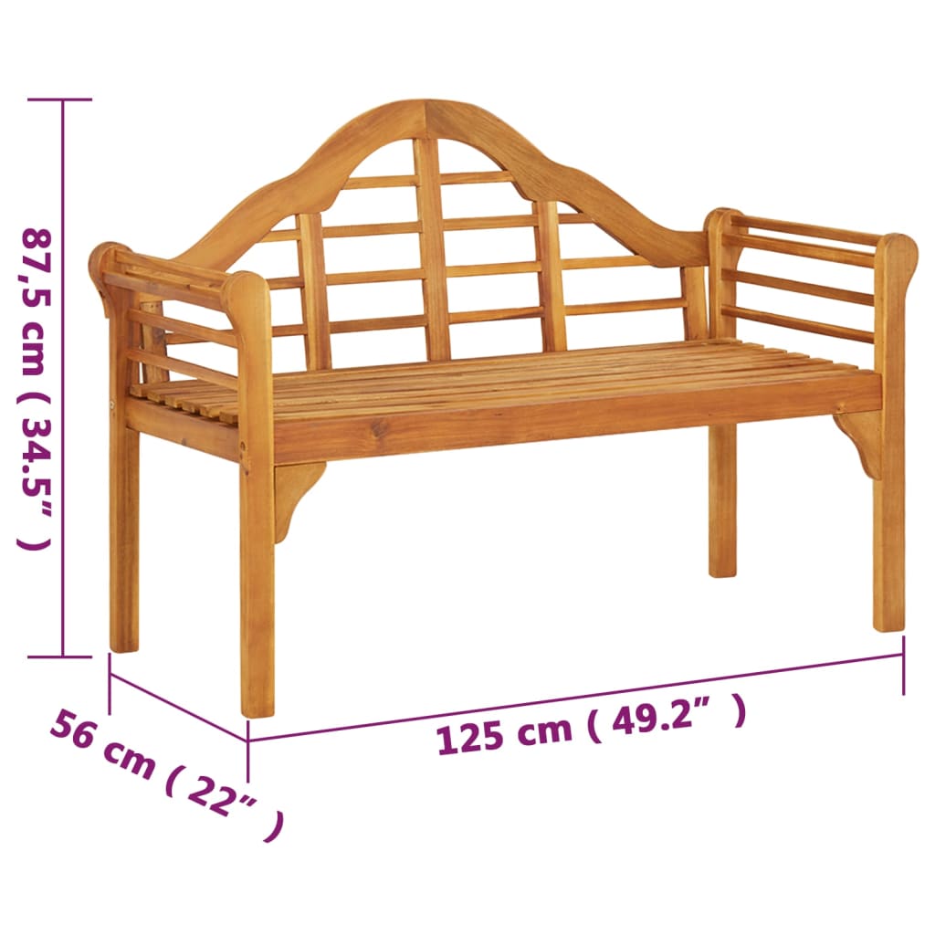 Gartenbank 125 cm Massivholz Akazie