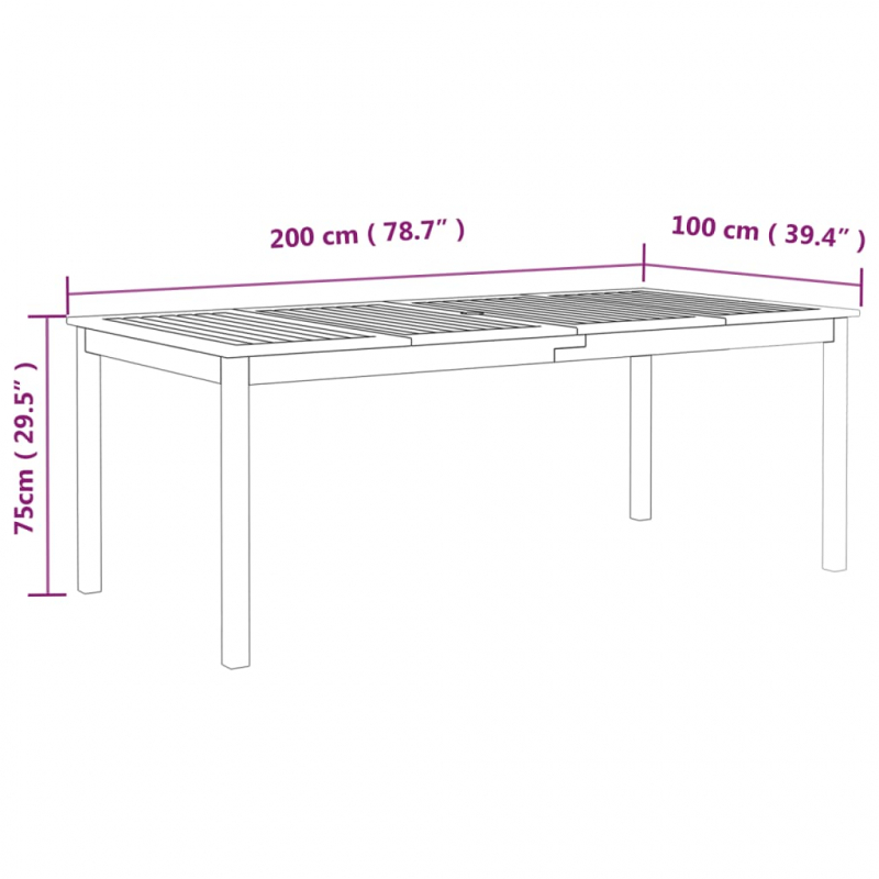 Gartentisch Grau 200x100x75 cm Massivholz Akazie